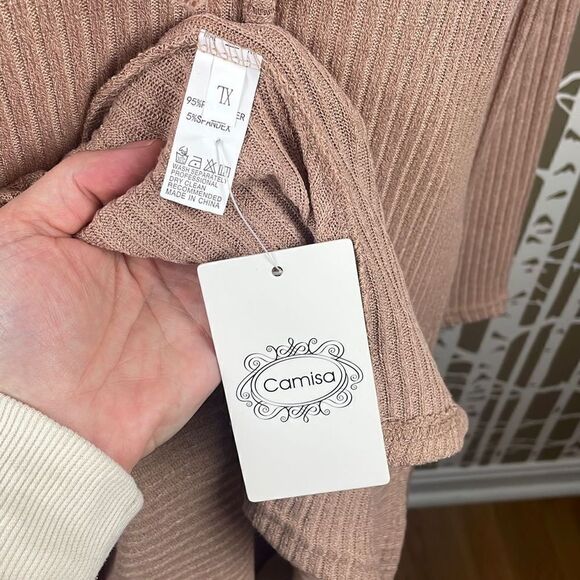 Camisa Nude Ribbed Knit Extreme Hi-Low Hem Hooded Sweater sz XL - Picture 10 of 12